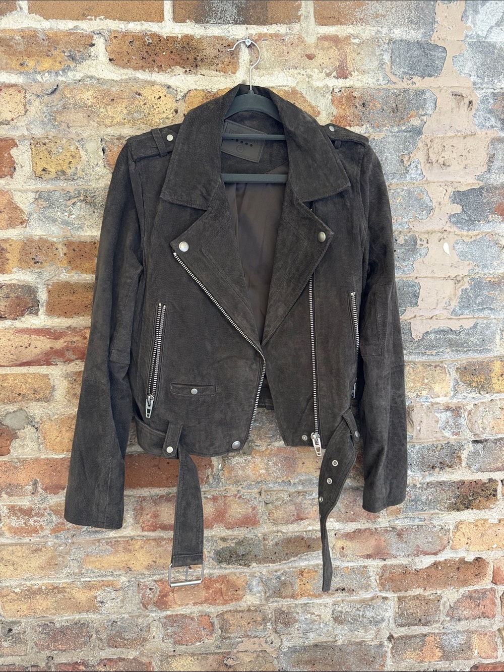 Blank NYC Dark Brown Suede Moto Jacket